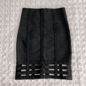 Forever 21 Black Bandage Midi Skirt Cage Detail